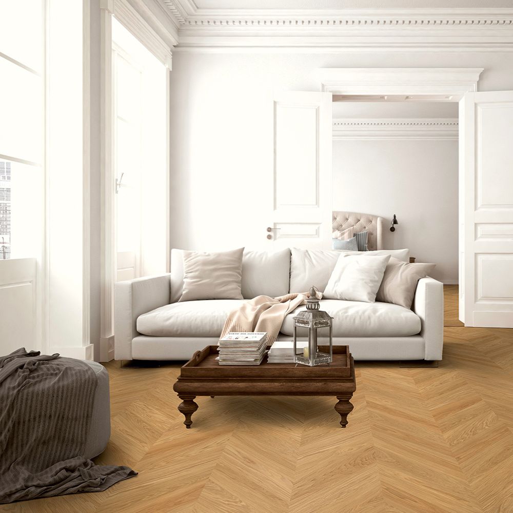 Fischgrätparkett Chevron 45° Eiche Natur