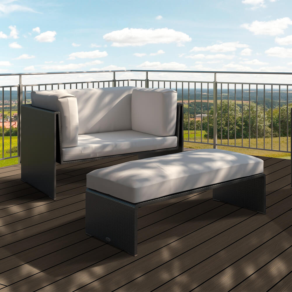 Gartenmöbel, Sofapaar, Ausziehbank, Wetterfeste Möbel, Kunststoffrattan