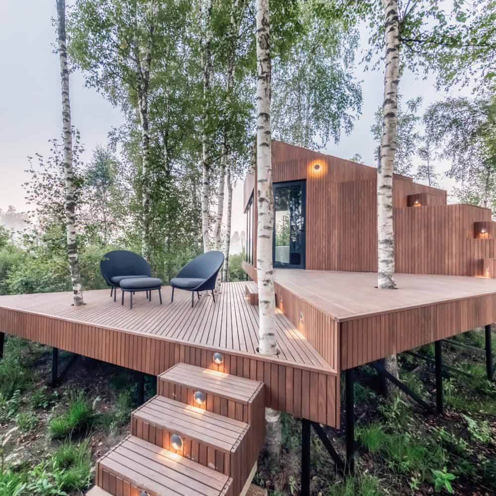 holzhaus, Holzverkleidung, Deck, Terrasse, Outdoor