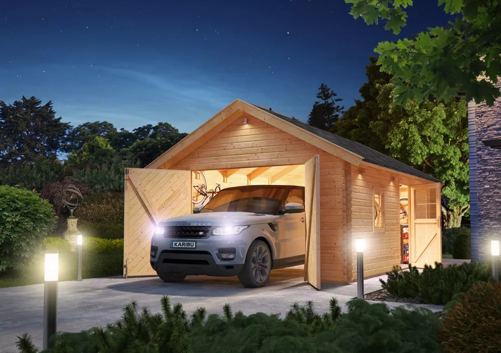 Blockhausgarage mit Satteldach 38 mm