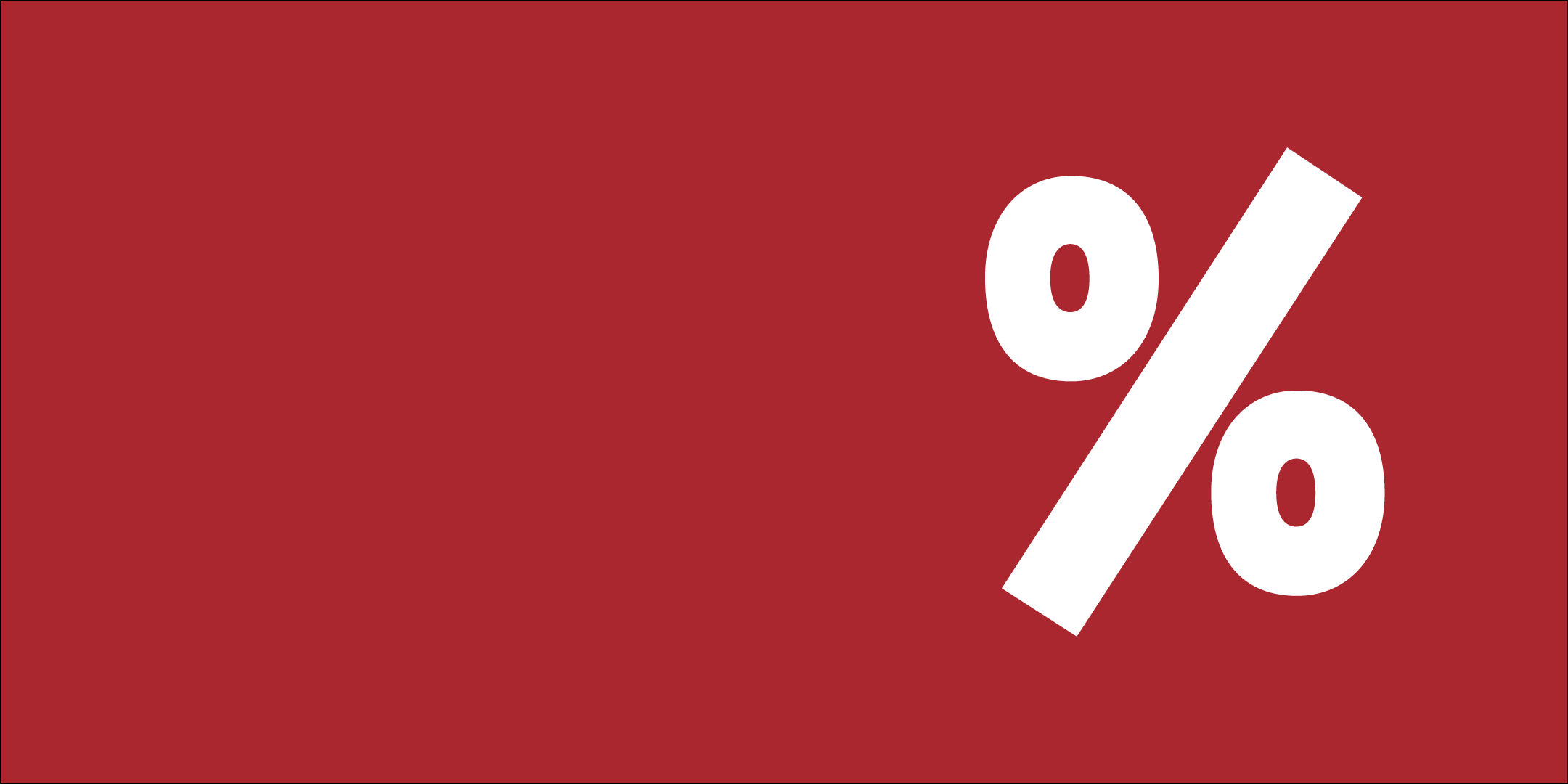 red background, white percent sign, großes symbol, grafikdesign, banner hintergrund