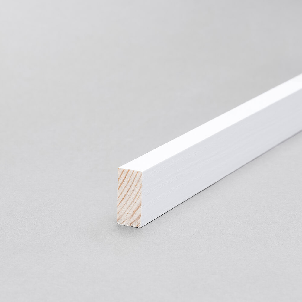 Rechteckleiste Kiefer, weiß grundiert
