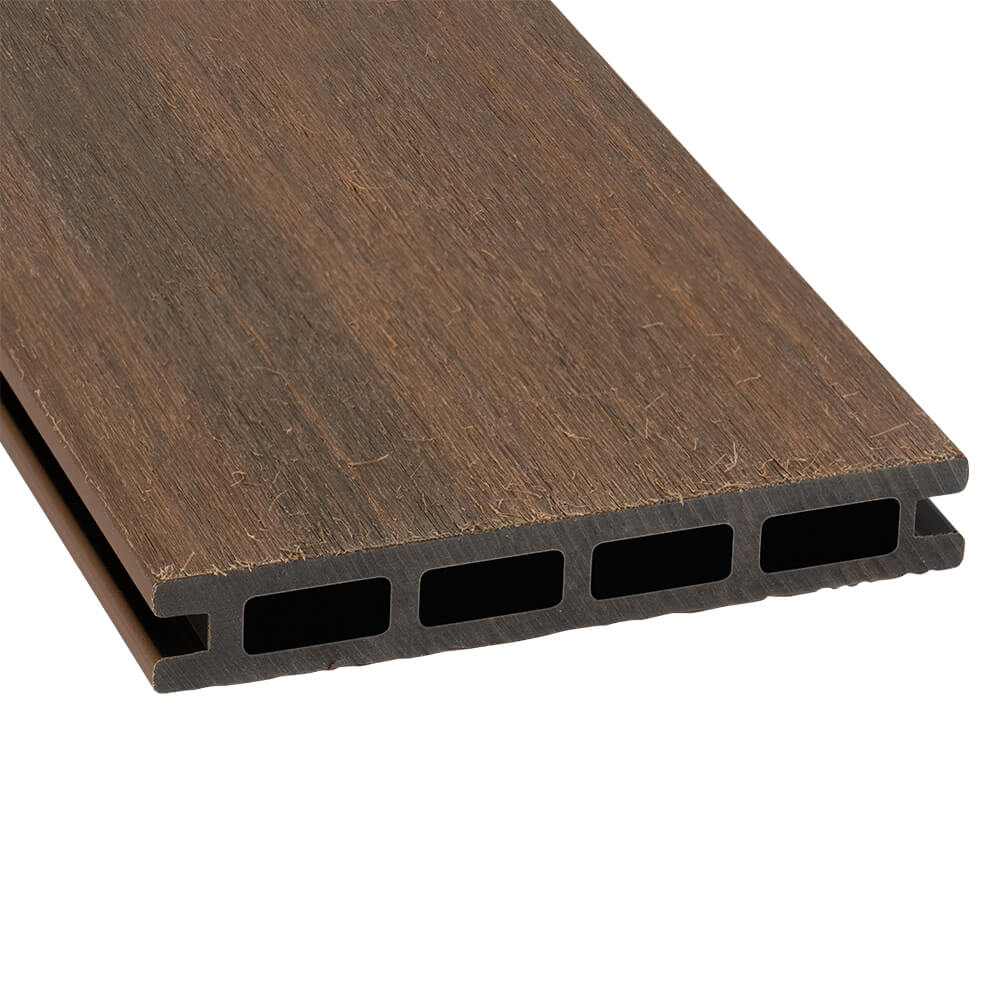 Holzplank, Bodenbelag, Terrassendielen, Hollow-Core, Dunkelbraun